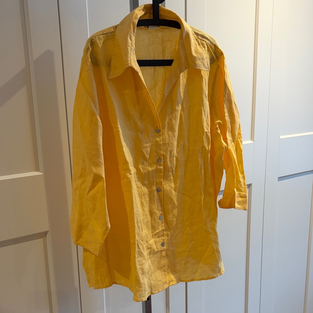 Sunny Yellow Casual Button Down Shirt